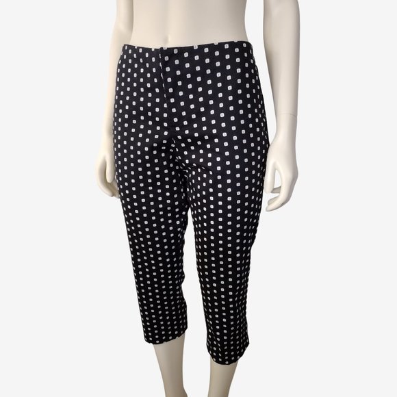 Worthington Black Mid Rise Geometric Square Print Capri Pants Size 8 - Picture 4 of 11